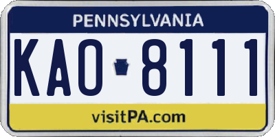 PA license plate KAO8111