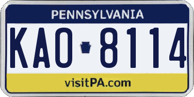 PA license plate KAO8114