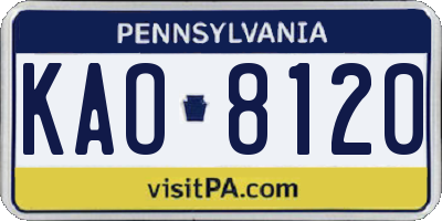 PA license plate KAO8120