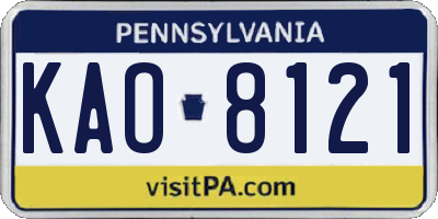 PA license plate KAO8121
