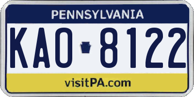 PA license plate KAO8122