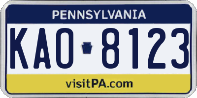 PA license plate KAO8123