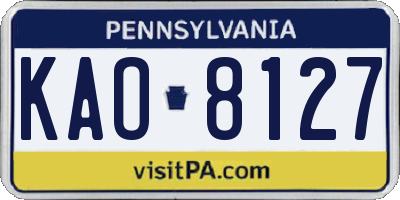 PA license plate KAO8127