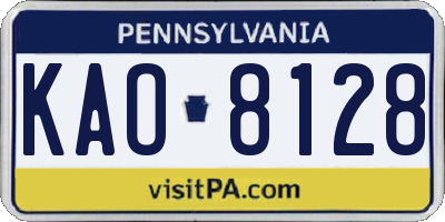 PA license plate KAO8128