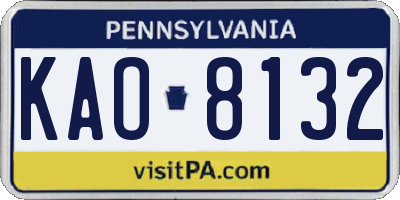 PA license plate KAO8132