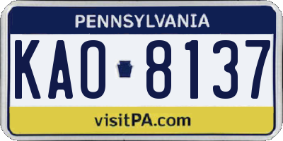 PA license plate KAO8137