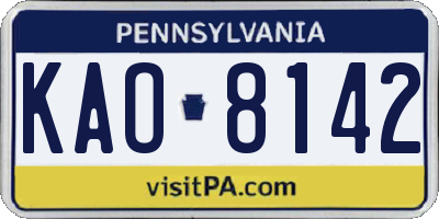PA license plate KAO8142