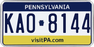 PA license plate KAO8144