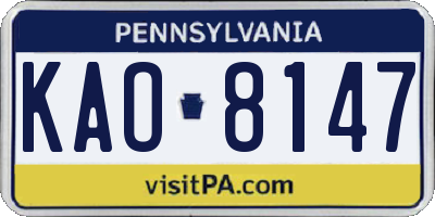 PA license plate KAO8147