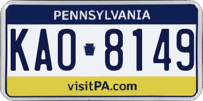 PA license plate KAO8149