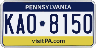 PA license plate KAO8150