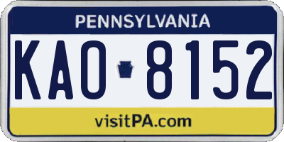 PA license plate KAO8152