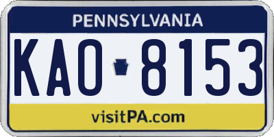 PA license plate KAO8153