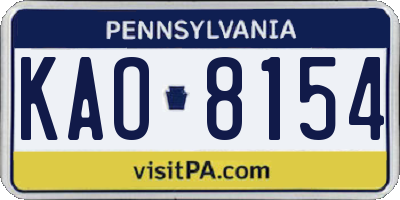 PA license plate KAO8154