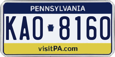 PA license plate KAO8160