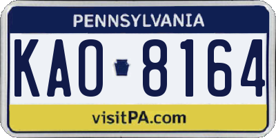 PA license plate KAO8164