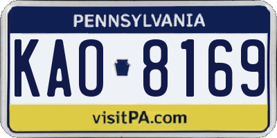 PA license plate KAO8169