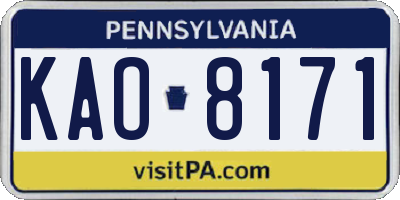 PA license plate KAO8171