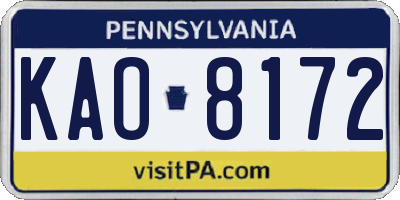 PA license plate KAO8172