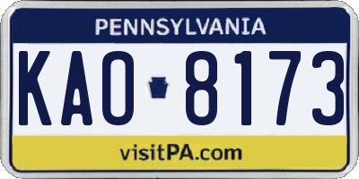 PA license plate KAO8173