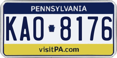 PA license plate KAO8176