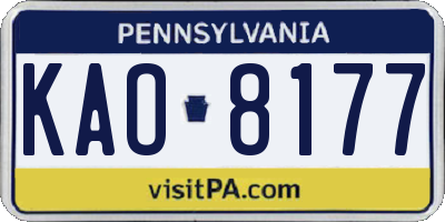 PA license plate KAO8177