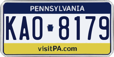 PA license plate KAO8179
