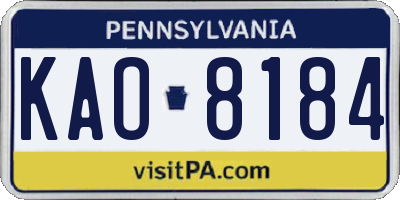 PA license plate KAO8184