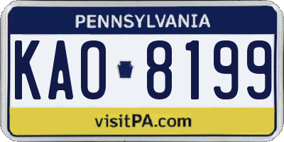 PA license plate KAO8199
