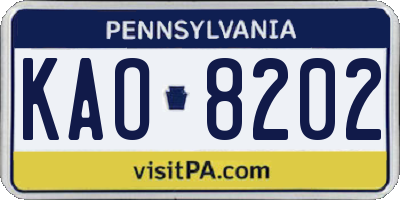 PA license plate KAO8202