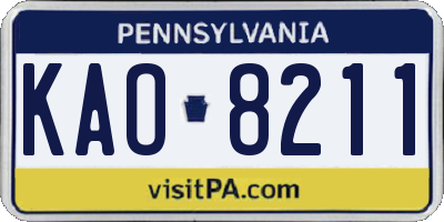 PA license plate KAO8211