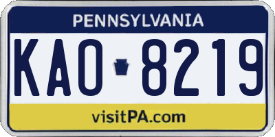 PA license plate KAO8219