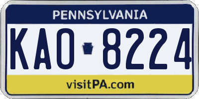 PA license plate KAO8224