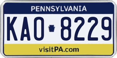 PA license plate KAO8229