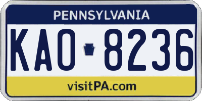 PA license plate KAO8236