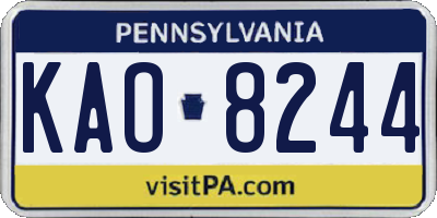 PA license plate KAO8244