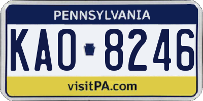 PA license plate KAO8246