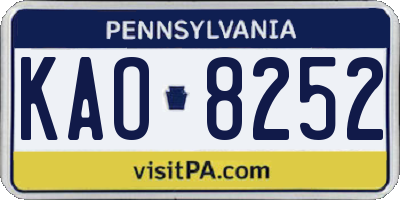 PA license plate KAO8252