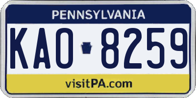 PA license plate KAO8259