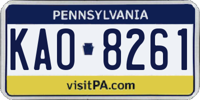 PA license plate KAO8261