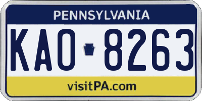 PA license plate KAO8263