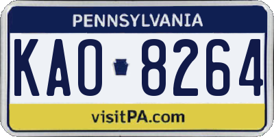 PA license plate KAO8264