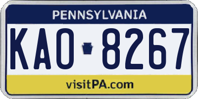 PA license plate KAO8267