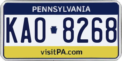 PA license plate KAO8268