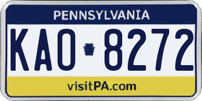 PA license plate KAO8272