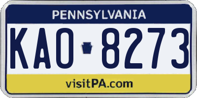 PA license plate KAO8273
