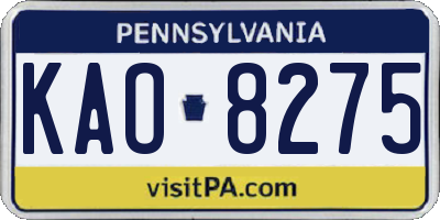 PA license plate KAO8275