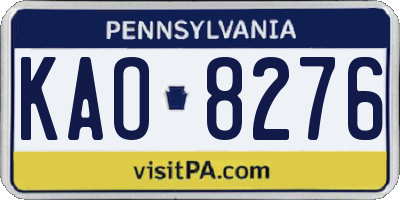 PA license plate KAO8276