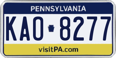 PA license plate KAO8277