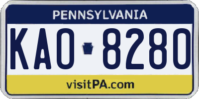 PA license plate KAO8280